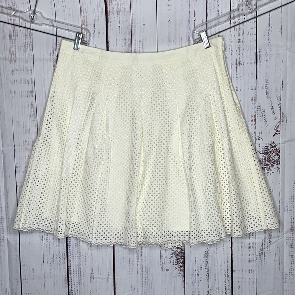 Lands’ End Size 18 Cream Cotton Blend Eyelet Lace A-Line Skirt
